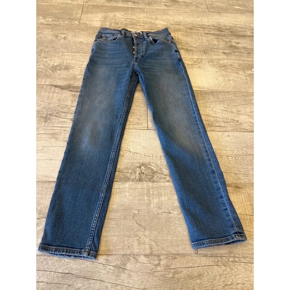 RE/DONE Originals High Rise Straight Leg‎ Button Fly Blue Jeans Size 28